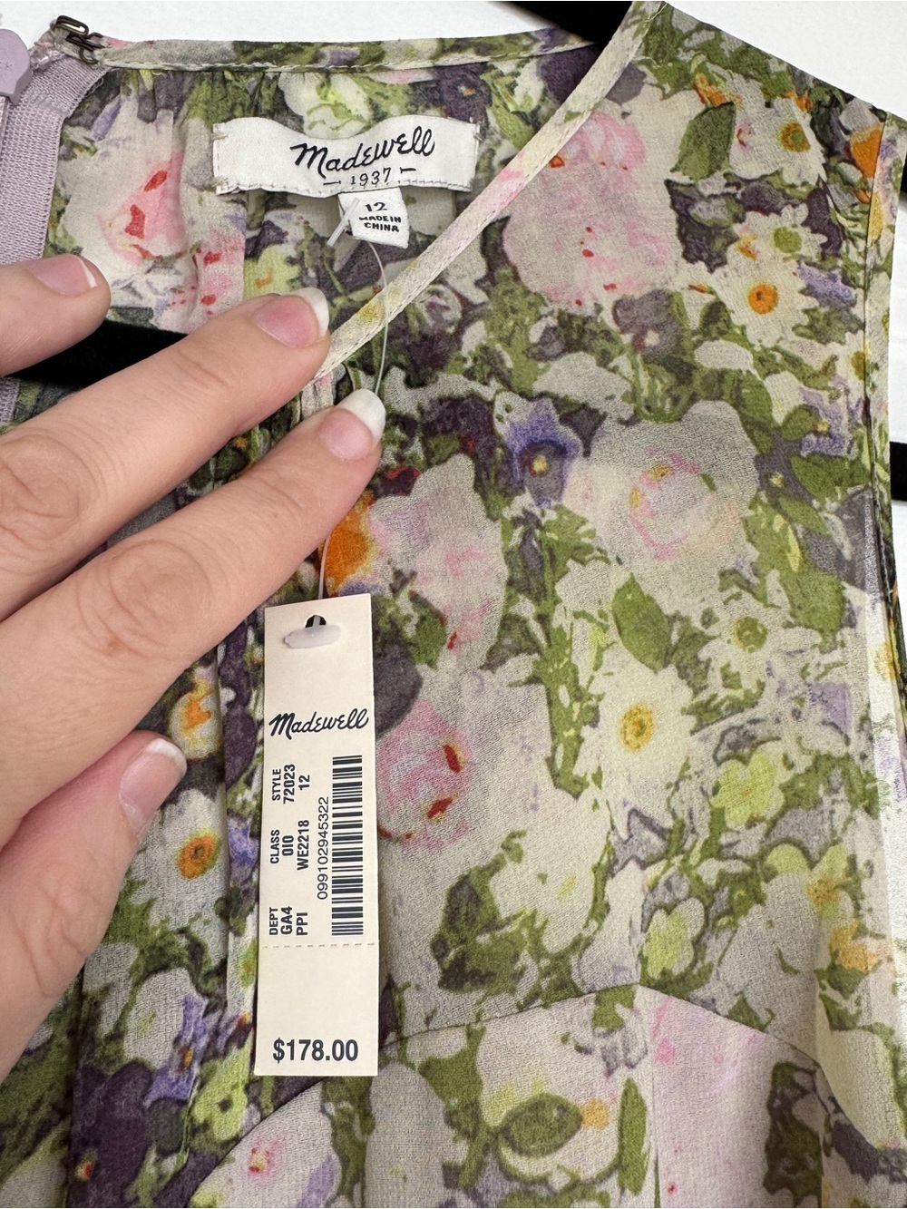 Vintage MADEWELL Maxi Dress Rare Watercolor Floral Garden Botanical Size 12 NWT - Picture 4 of 15